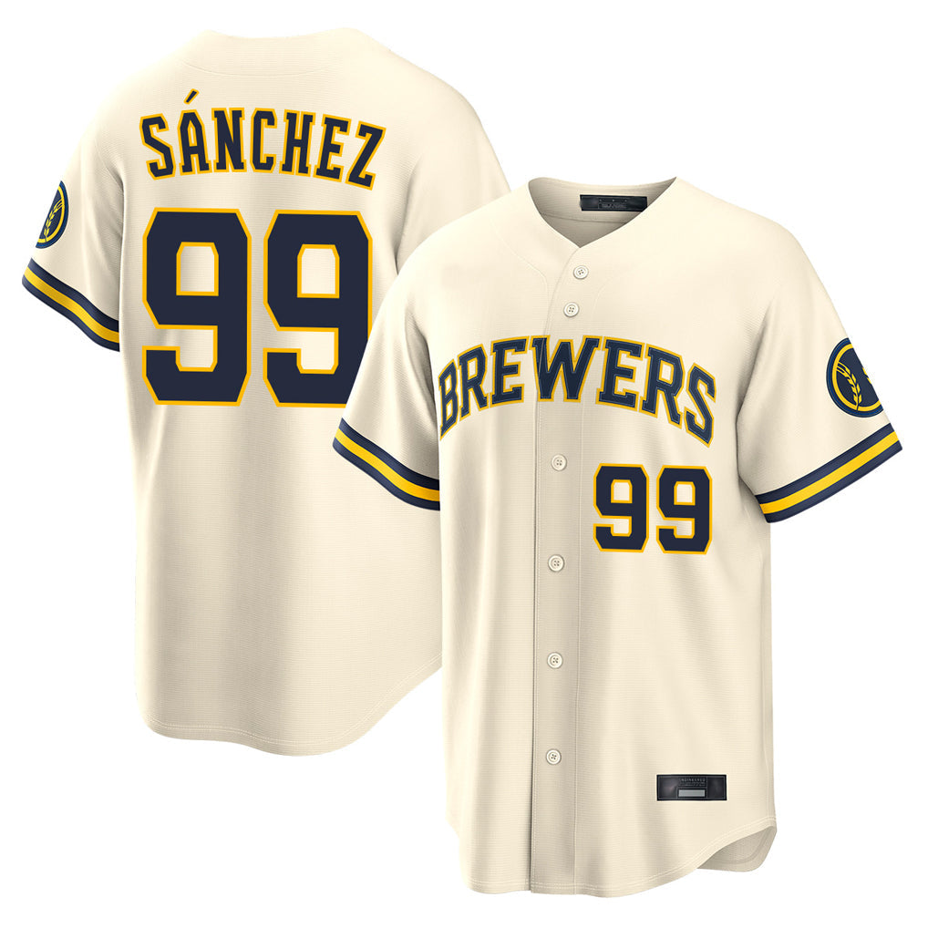 MATTH M.Brewers #99 Gary Sanchez Player Cream Home Limited Stitched Jerseys