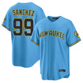 MATTH M.Brewers #99 Gary Sanchez Player Light Blue Road Stadium Game Stitched Jerseys