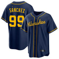 MATTH M.Brewers #99 Gary Sanchez Player Navy Home Game Stitched Jerseys