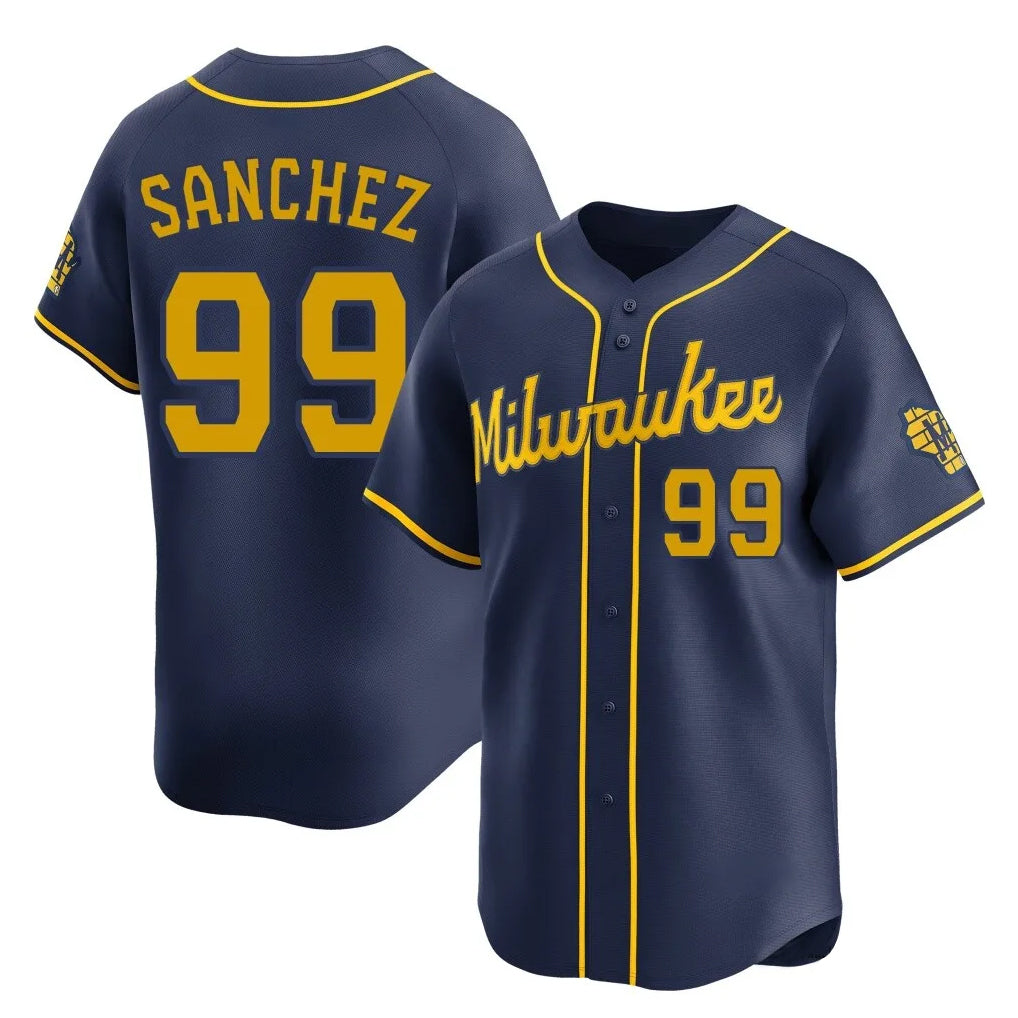 MATTH M.Brewers #99 Gary Sanchez Player Navy Home Limited Stitched Jerseys