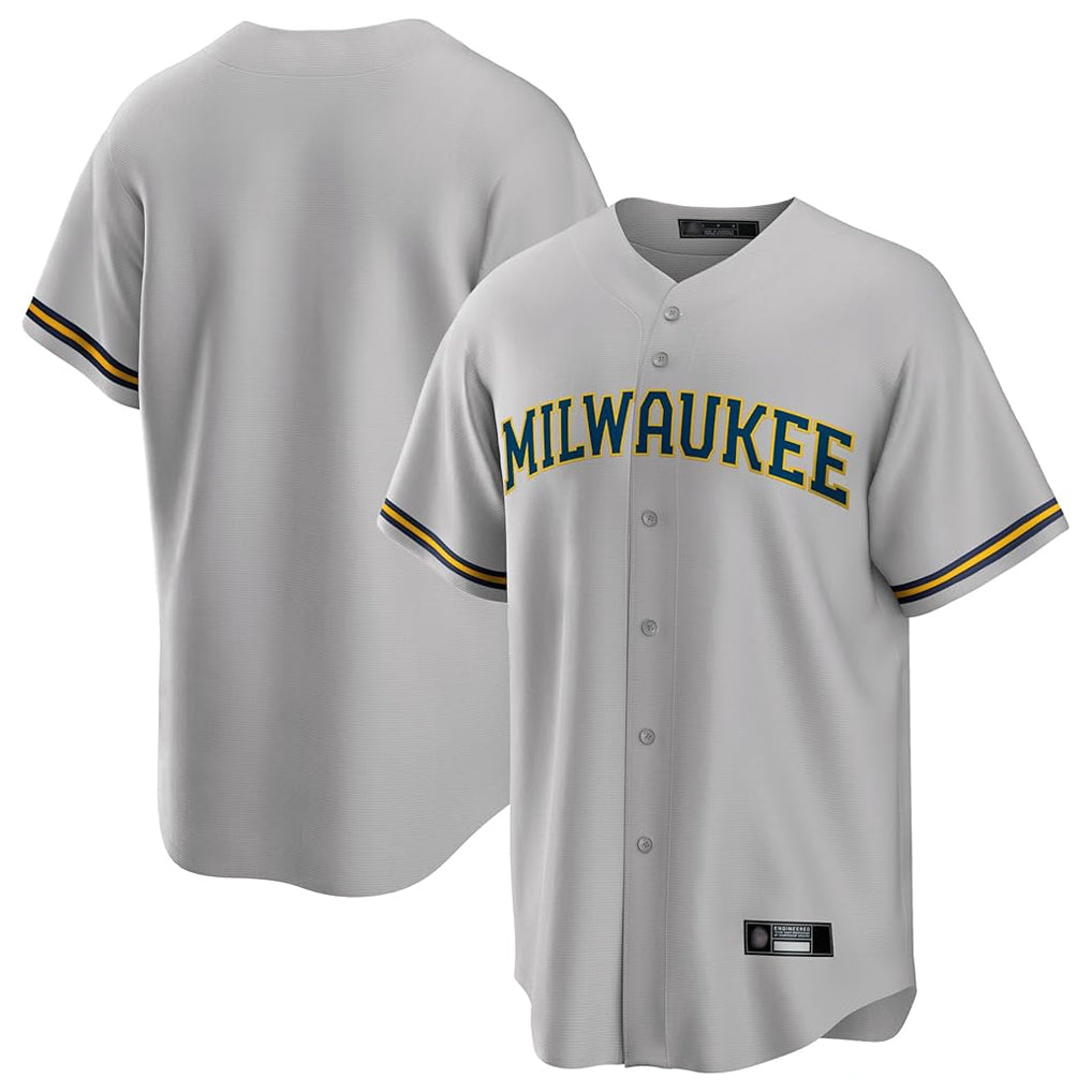 MATTH M.Brewers Blank Player Gray Home Game Stitched Jerseys
