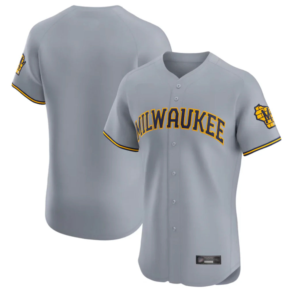 MATTH M.Brewers Blank Player Gray Home Limited Elite Stitched Jerseys