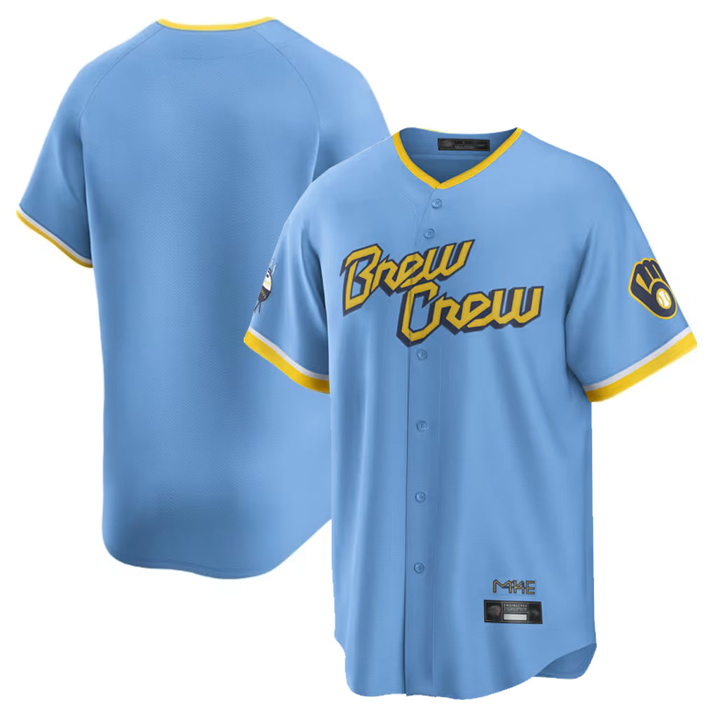 MATTH M.Brewers Blank Player Light Blue City Connect Home Game Stitched Jerseys