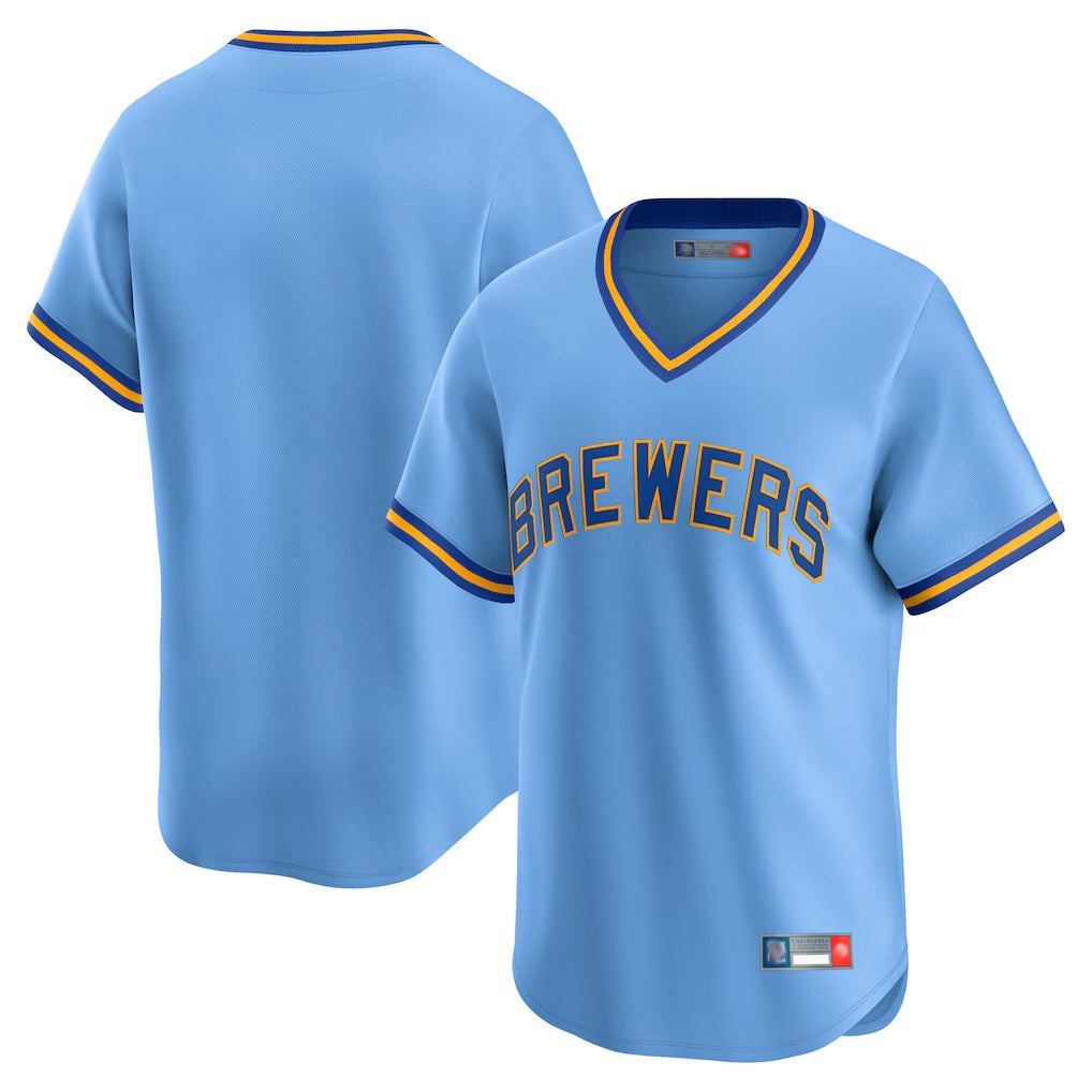 MATTH M.Brewers Blank Player Light Blue Cooperstown Collection T-shirt Stitched Jerseys