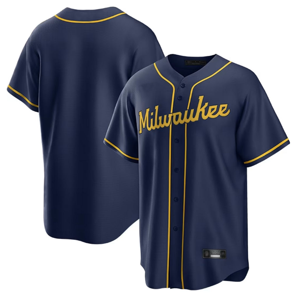 MATTH M.Brewers Blank Player Navy Home Game Stitched Jerseys