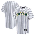 MATTH M.Brewers Blank Player White Stripes Home Game Stitched Jerseys