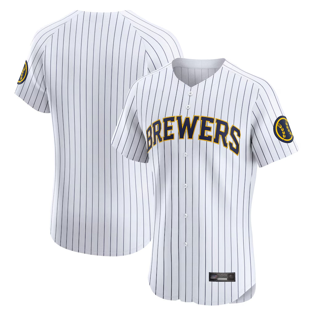 MATTH M.Brewers Blank Player White Stripes Home Limited Elite Stitched Jerseys