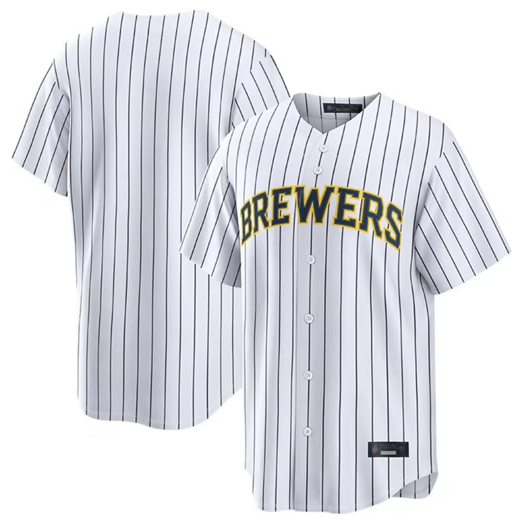 MATTH M.Brewers Blank Player White Stripes Home Limited Stitched Jerseys