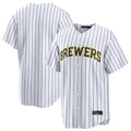 MATTH M.Brewers Blank Player White Stripes Home Limited Stitched Jerseys