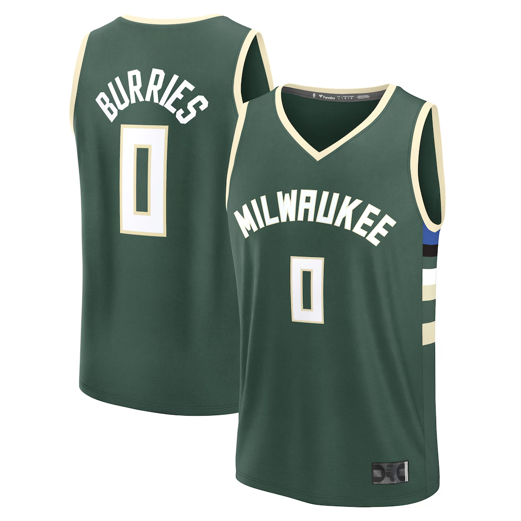 MATTH M.Bucks #0 Brayden Burries Green 2026  Draft First Round Pick Fast Break Jerseys - Icon Edition