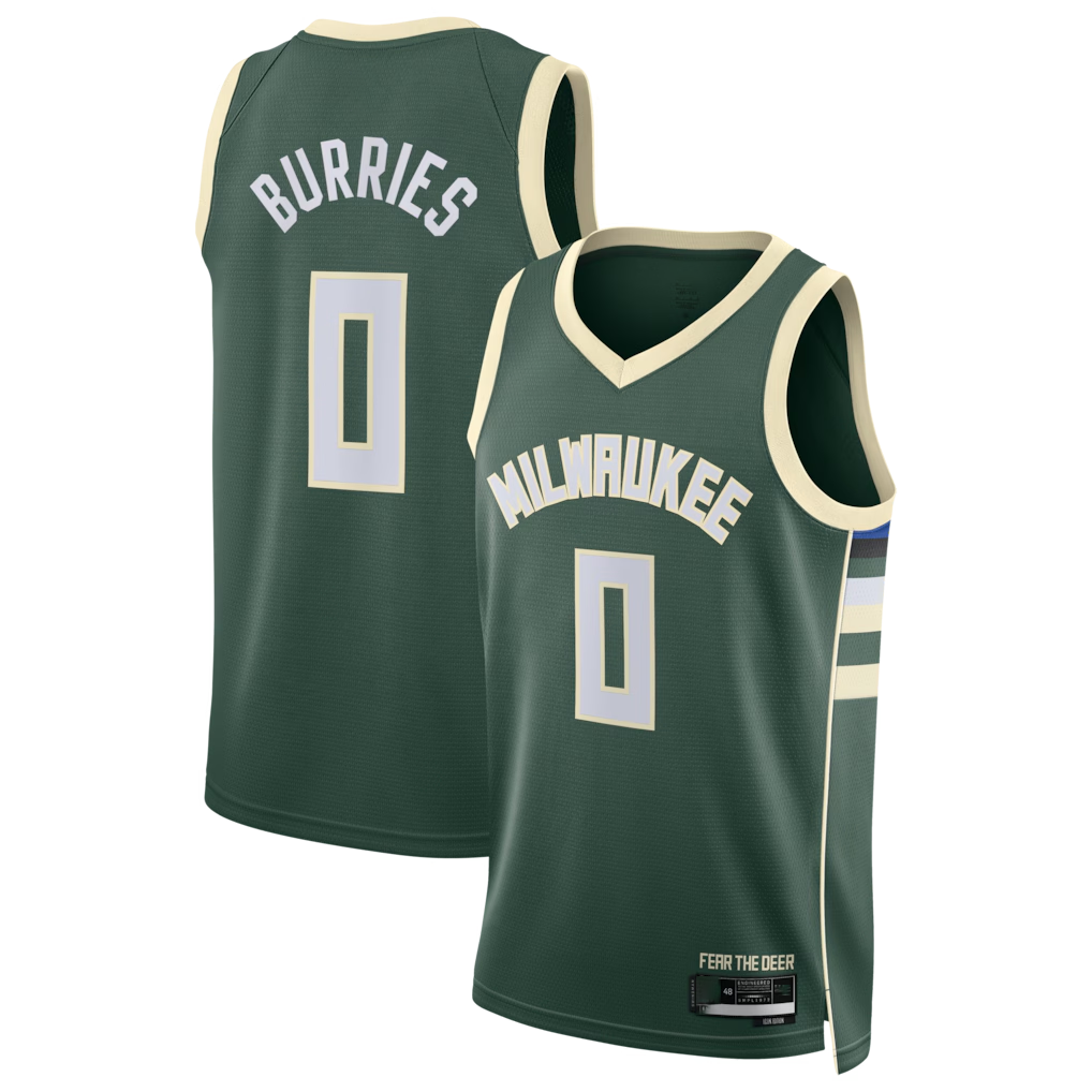 MATTH M.Bucks #0 Brayden Burries Hunter Green Swingman Jerseys - Icon Edition