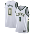 MATTH M.Bucks #0 Damian Lillard White Swingman Player Jerseys - Association Edition