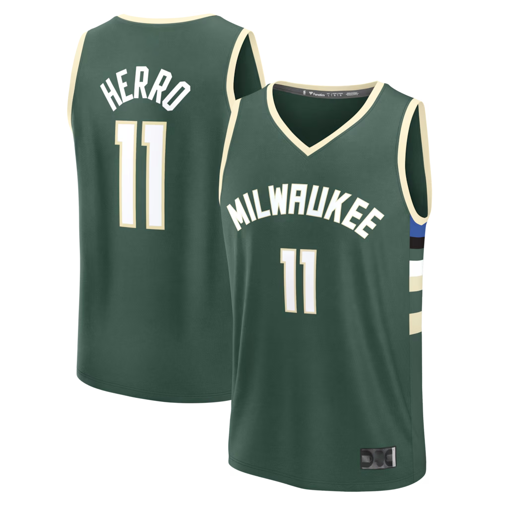 MATTH M.Bucks #11 Tyler Herro Hunter Green Fast Break Replica Jerseys - Icon Edition