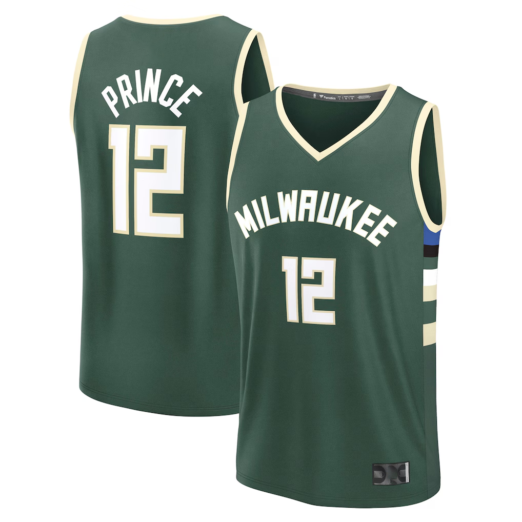 MATTH M.Bucks #12 Taurean Prince Hunter Green Fast Break Replica Player Jerseys - Icon Edition