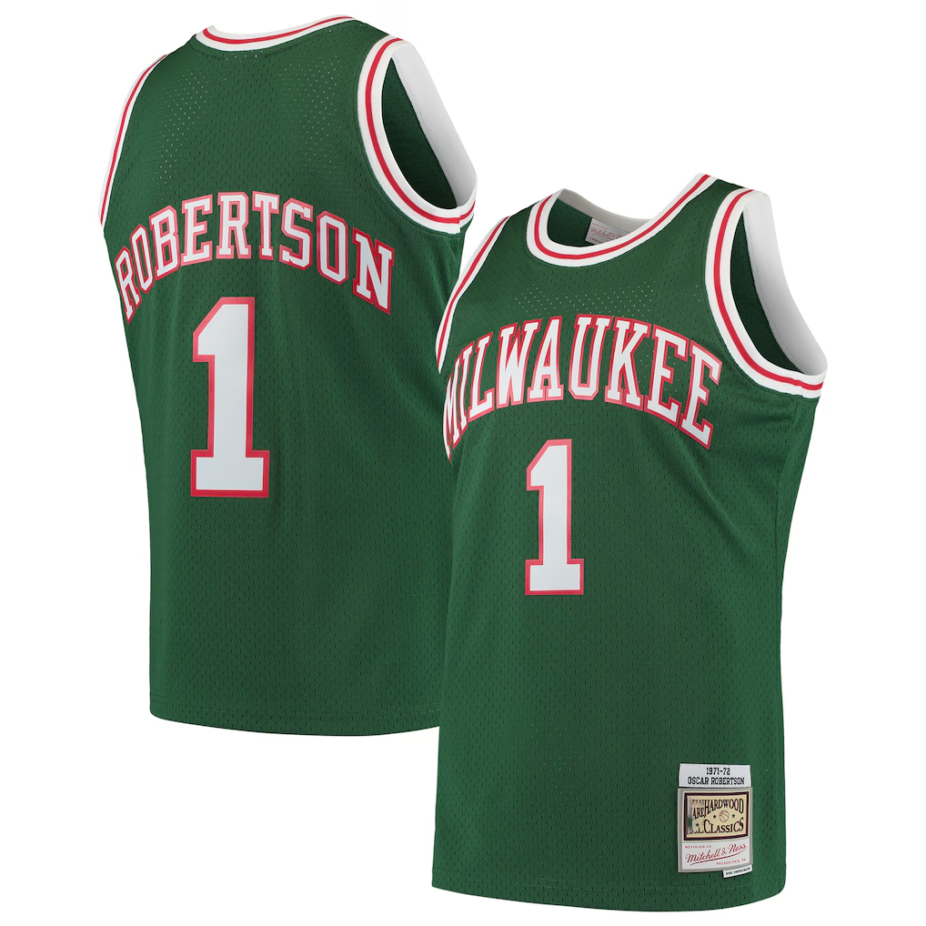 MATTH M.Bucks #1 Oscar Robertson Mitchell & Ness Green 197172 Hardwood Classics Swingman Jerseys