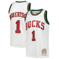 MATTH M.Bucks #1 Oscar Robertson Mitchell & Ness White Hardwood Classics Swingman Jerseys