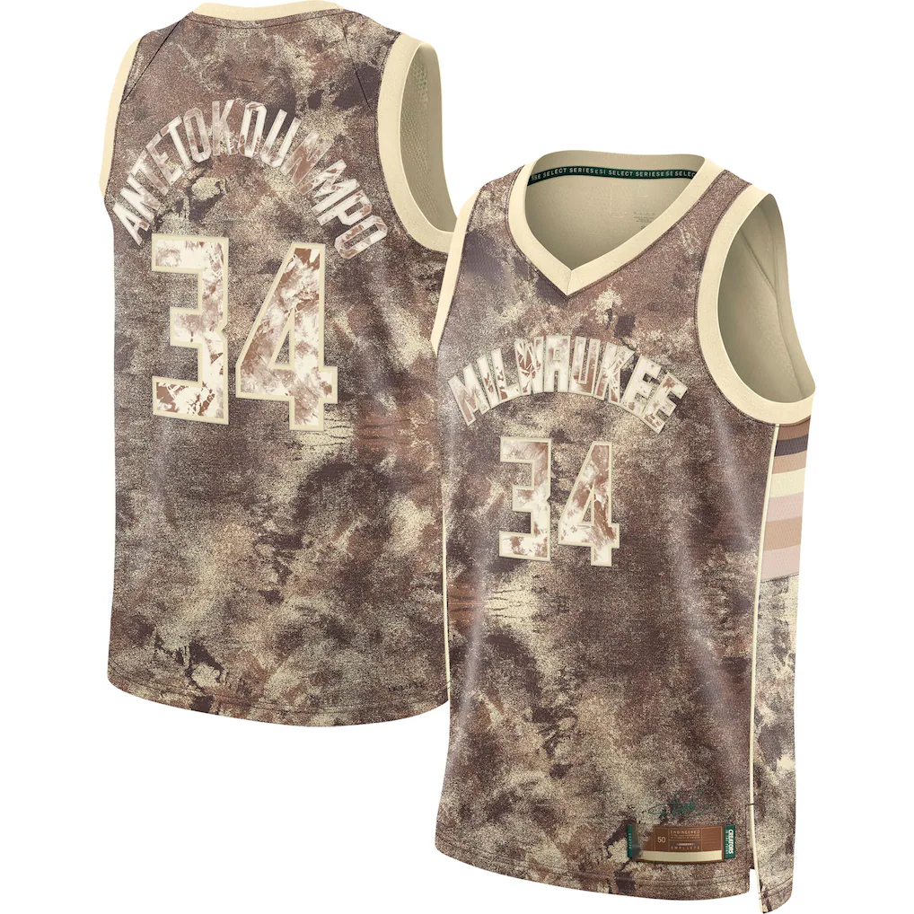 MATTH M.Bucks #34 Giannis Antetokounmpo Brown Select Series Swingman Jerseys