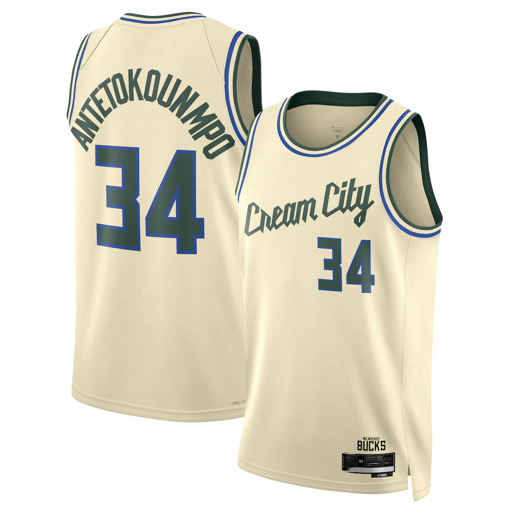 MATTH M.Bucks #34 Giannis Antetokounmpo Cream 2025-26 Swingman Jerseys - City Edition