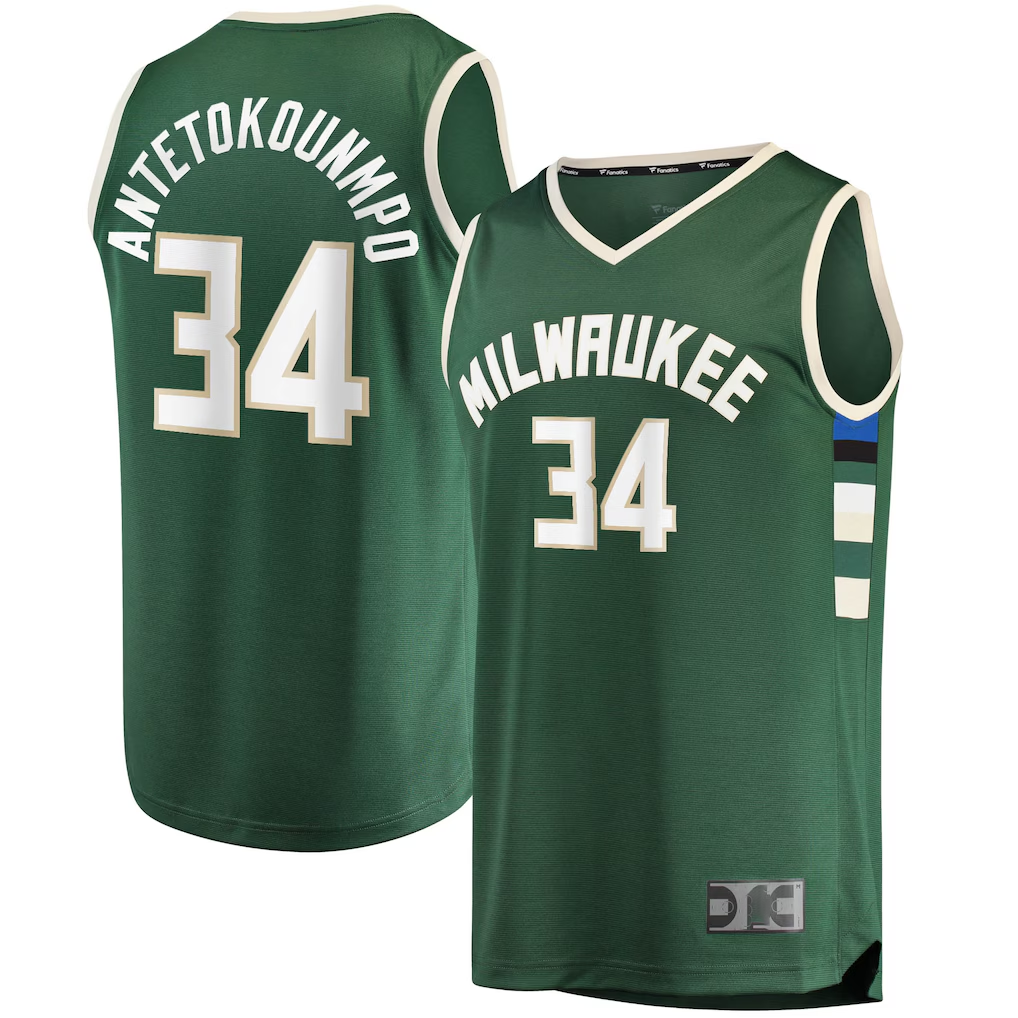 MATTH M.Bucks #34 Giannis Antetokounmpo Hunter Green Big & Tall Fast Break Player Jerseys - Icon Edition