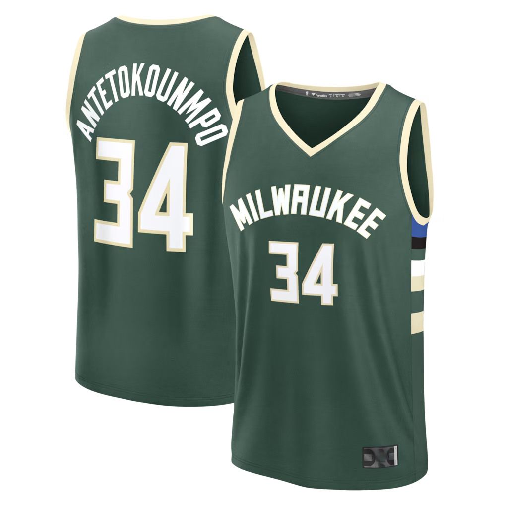 MATTH M.Bucks #34 Giannis Antetokounmpo Hunter Green Fast Break Replica Player Jerseys - Icon Edition