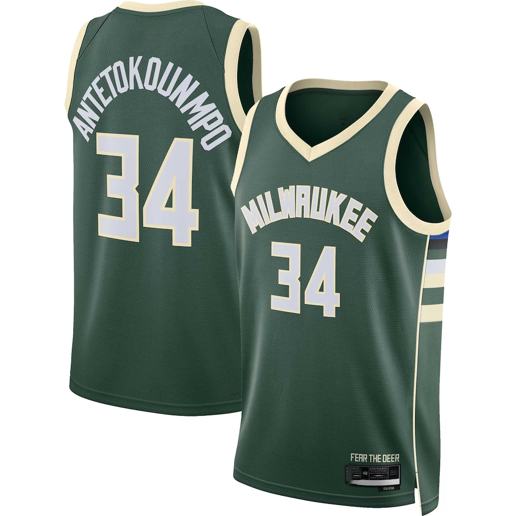 MATTH M.Bucks #34 Giannis Antetokounmpo Hunter Green Swingman Jerseys - Icon Edition