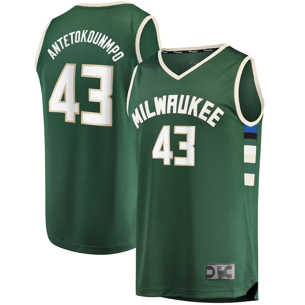 MATTH M.Bucks #43 Thanasis Antetokounmpo Hunter Green Fast Break Replica Player Jerseys - Icon Edition