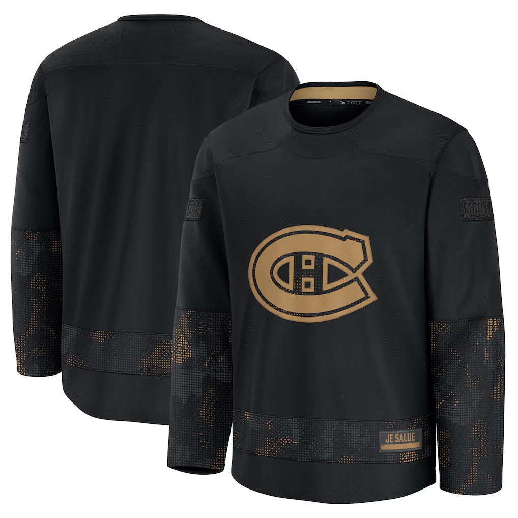 MATTH M.Canadiens Black 2024 Military Appreciation Practice Jerseys