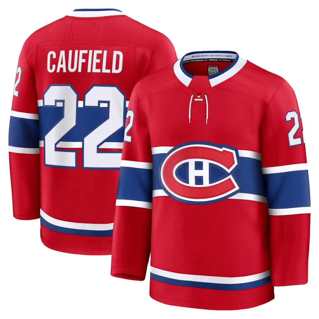 MATTH M.Canadiens #22 Cole Caufield Red Home Premium Jerseys