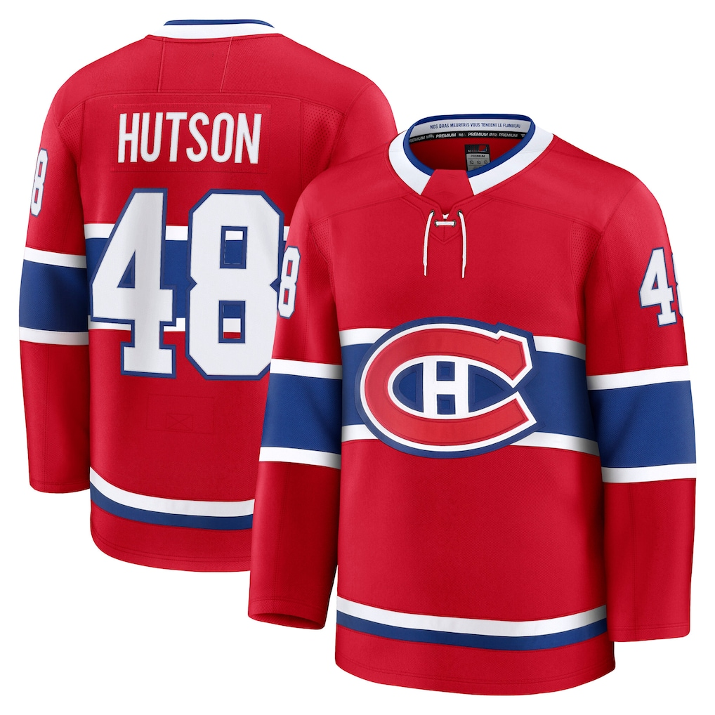 MATTH M.Canadiens #48 Lane Hutson Red Home Premium Jerseys