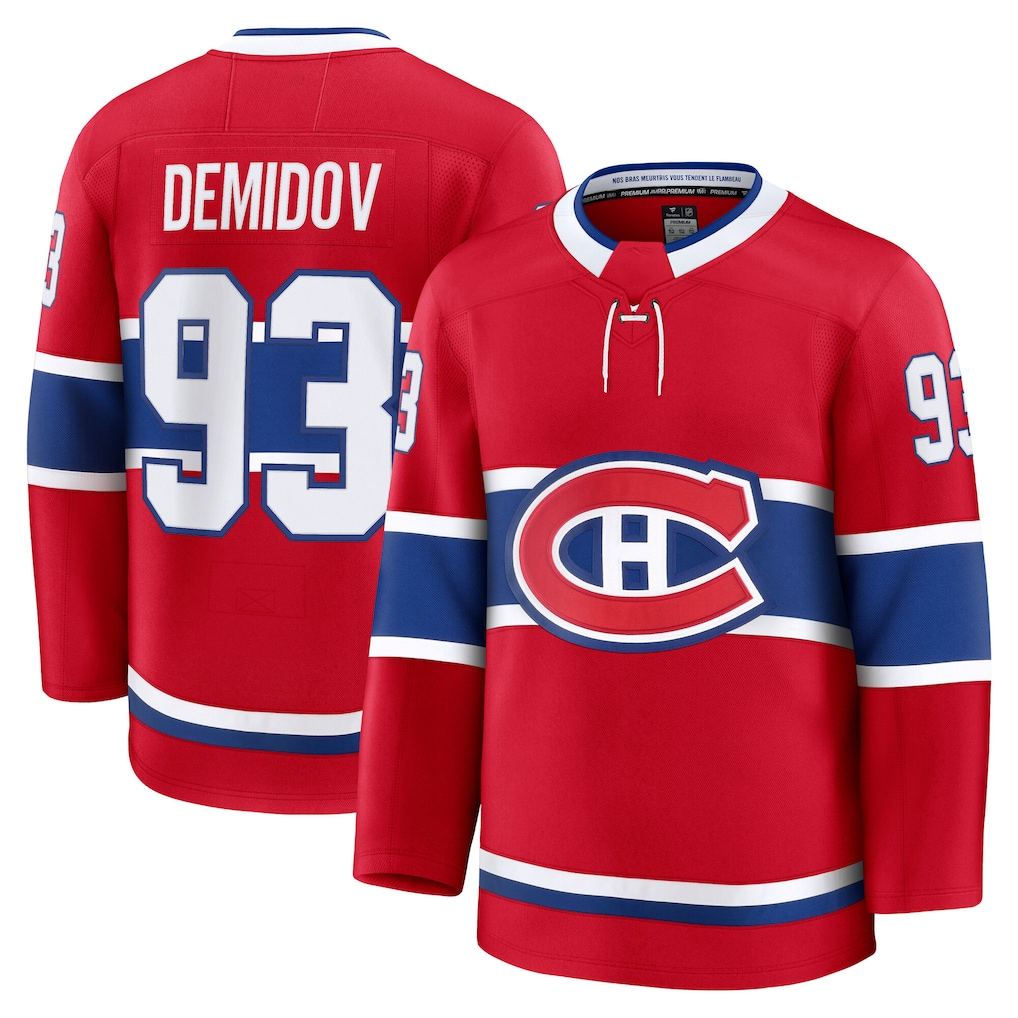 MATTH M.Canadiens #93 Ivan Demidov Red Home Premium Jerseys
