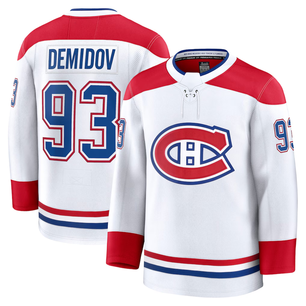 MATTH M.Canadiens #93 Ivan Demidov White Away Premium Jerseys