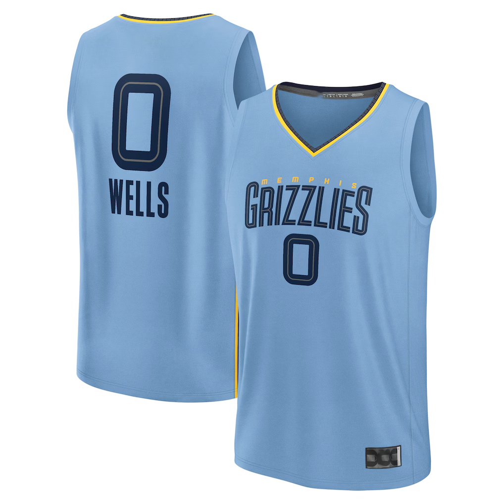 MATTH M.Grizzlies #0 Jaylen Wells Light Blue Fast Break Replica Player Stitched Jerseys- Statement Edition