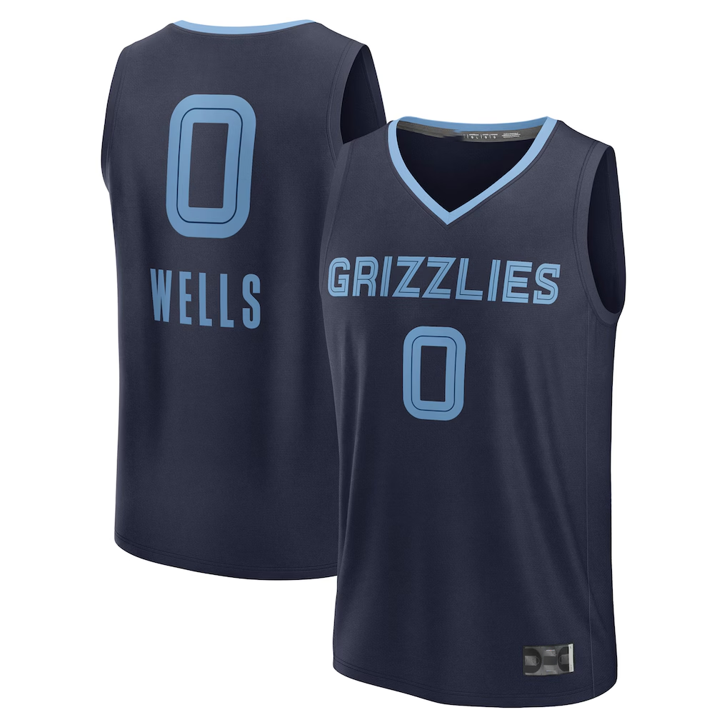 MATTH M.Grizzlies #0 Jaylen Wells Navy Fast Break Replica Player Stitched Jerseys- Icon Edition