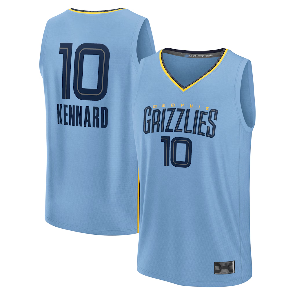 MATTH M.Grizzlies #10 Luke Kennard Light Blue Fast Break Replica Player Stitched Jerseys- Statement Edition