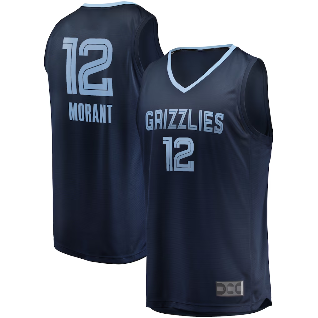 MATTH M.Grizzlies #12 Ja Morant Navy Big & Tall Fast Break Player Stitched Jerseys- Icon Edition