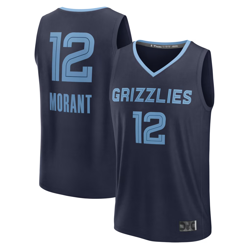 MATTH M.Grizzlies #12 Ja Morant Navy Fast Break Replica Player Stitched Jerseys- Icon Edition