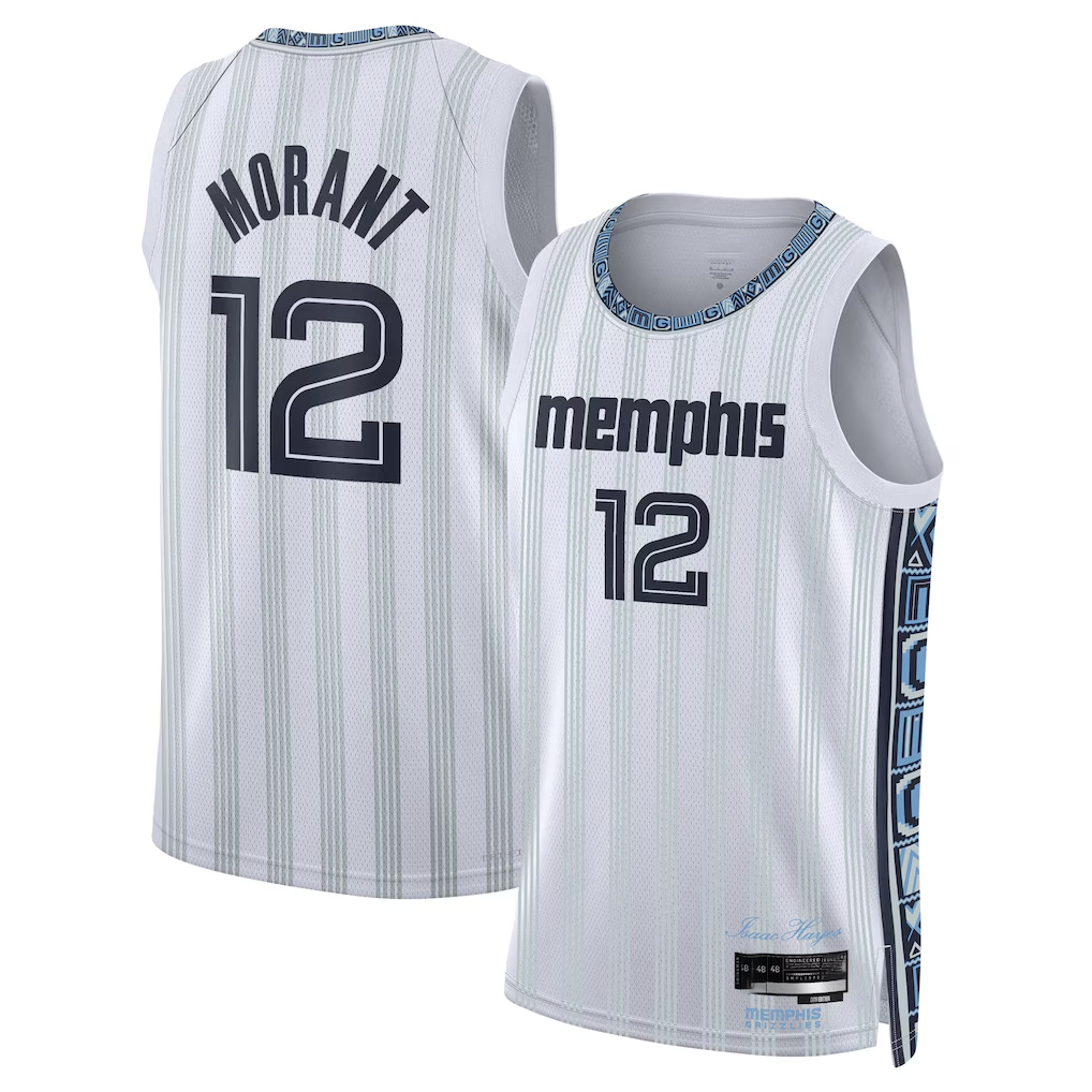 MATTH M.Grizzlies #12 Ja Morant White 2025-2026 Swingman Stitched Jerseys- City Edition