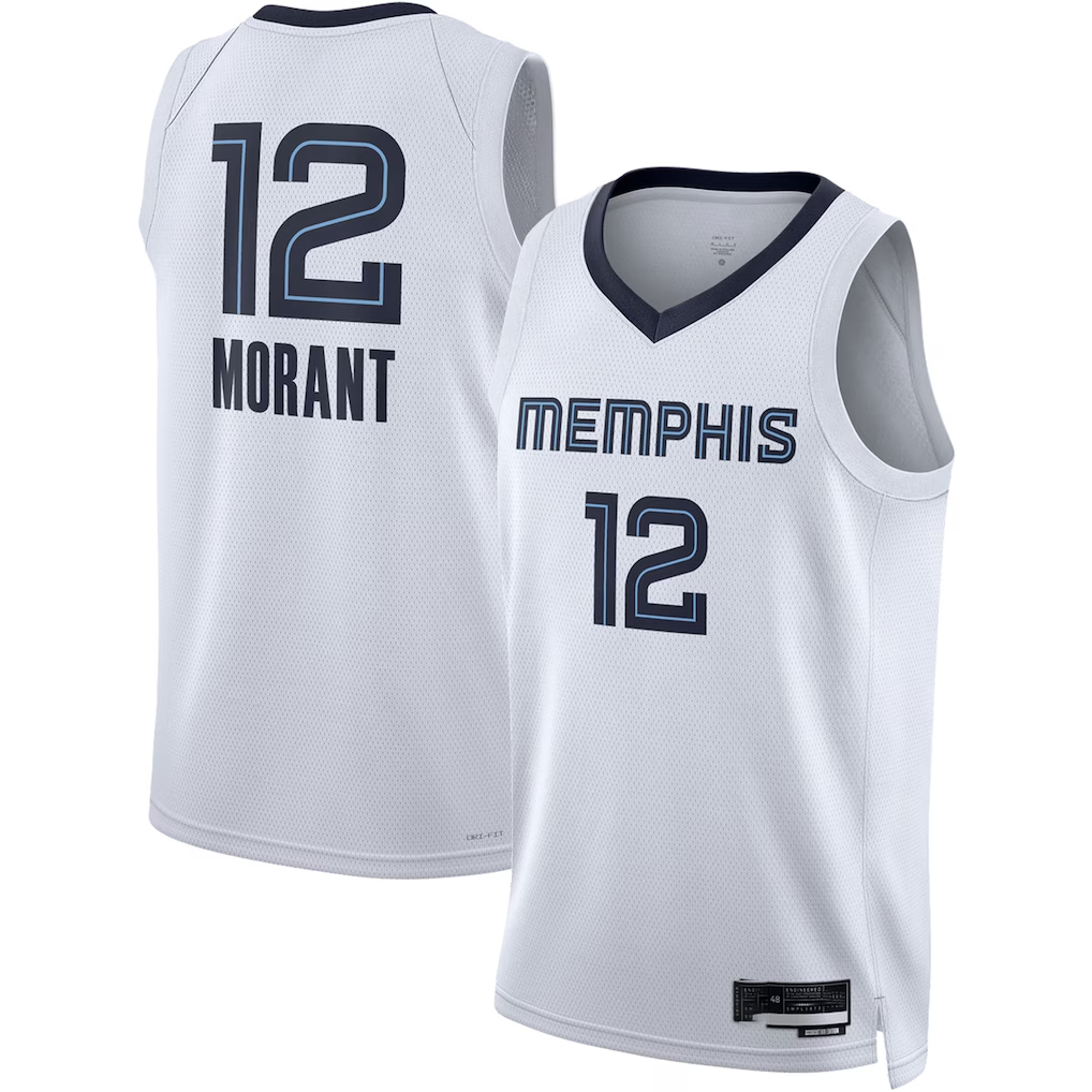 MATTH M.Grizzlies #12 Ja Morant White Swingman Stitched Jerseys- Association Edition
