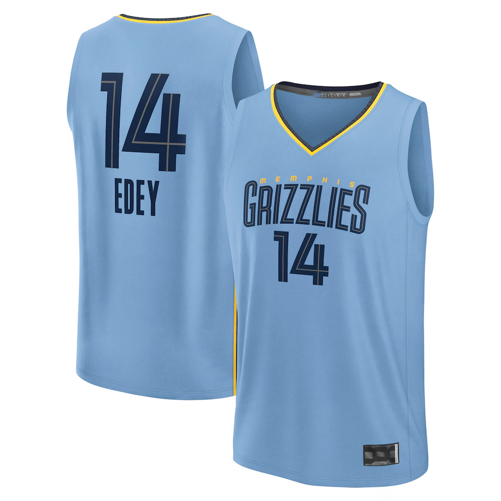 MATTH M.Grizzlies #14 Zach Edey Light Blue Fast Break Replica Player Stitched Jerseys- Statement Edition