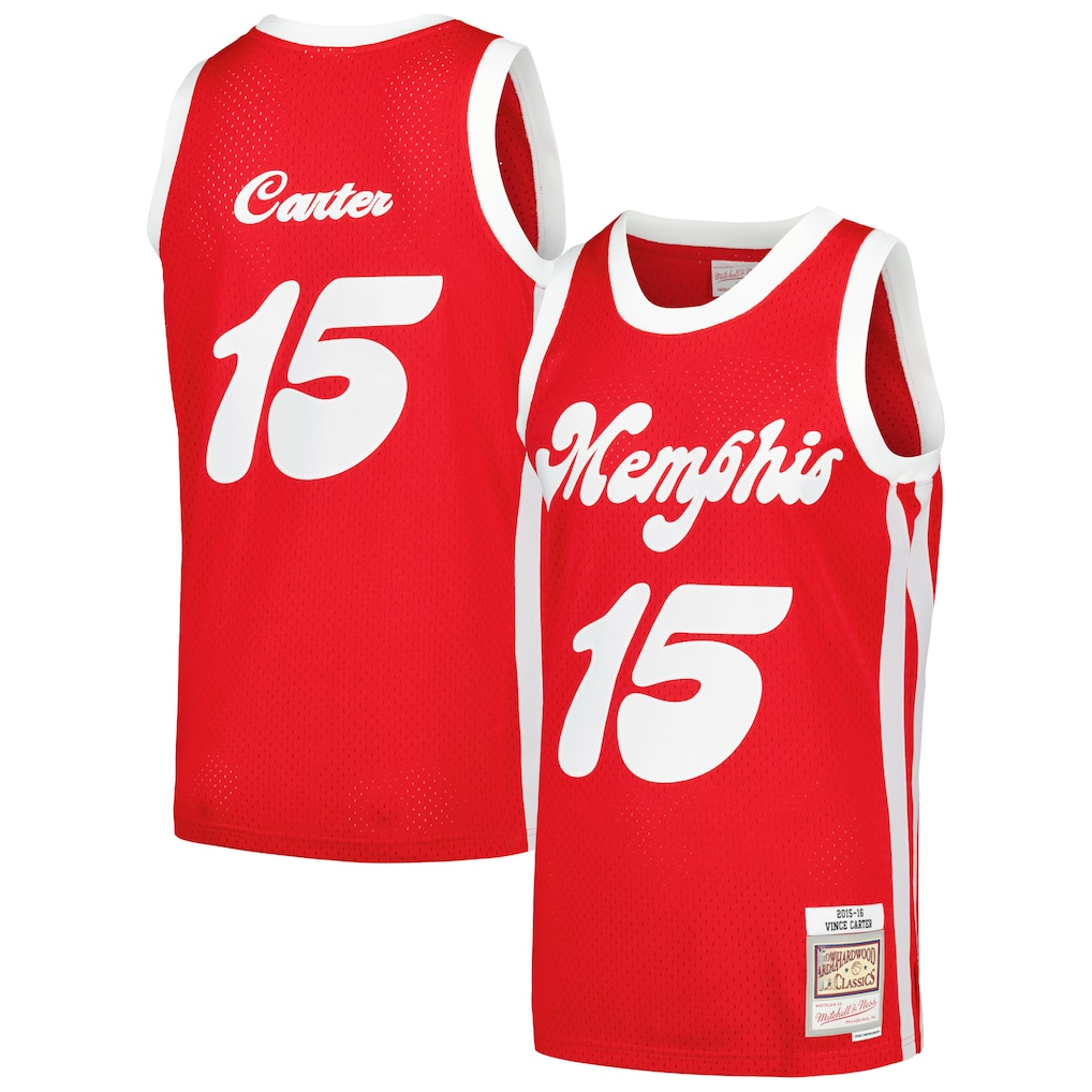 MATTH M.Grizzlies #15 Vince Carter Mitchell & Ness Red 2015-2016 Hardwood Classics Swingman Stitched Jerseys