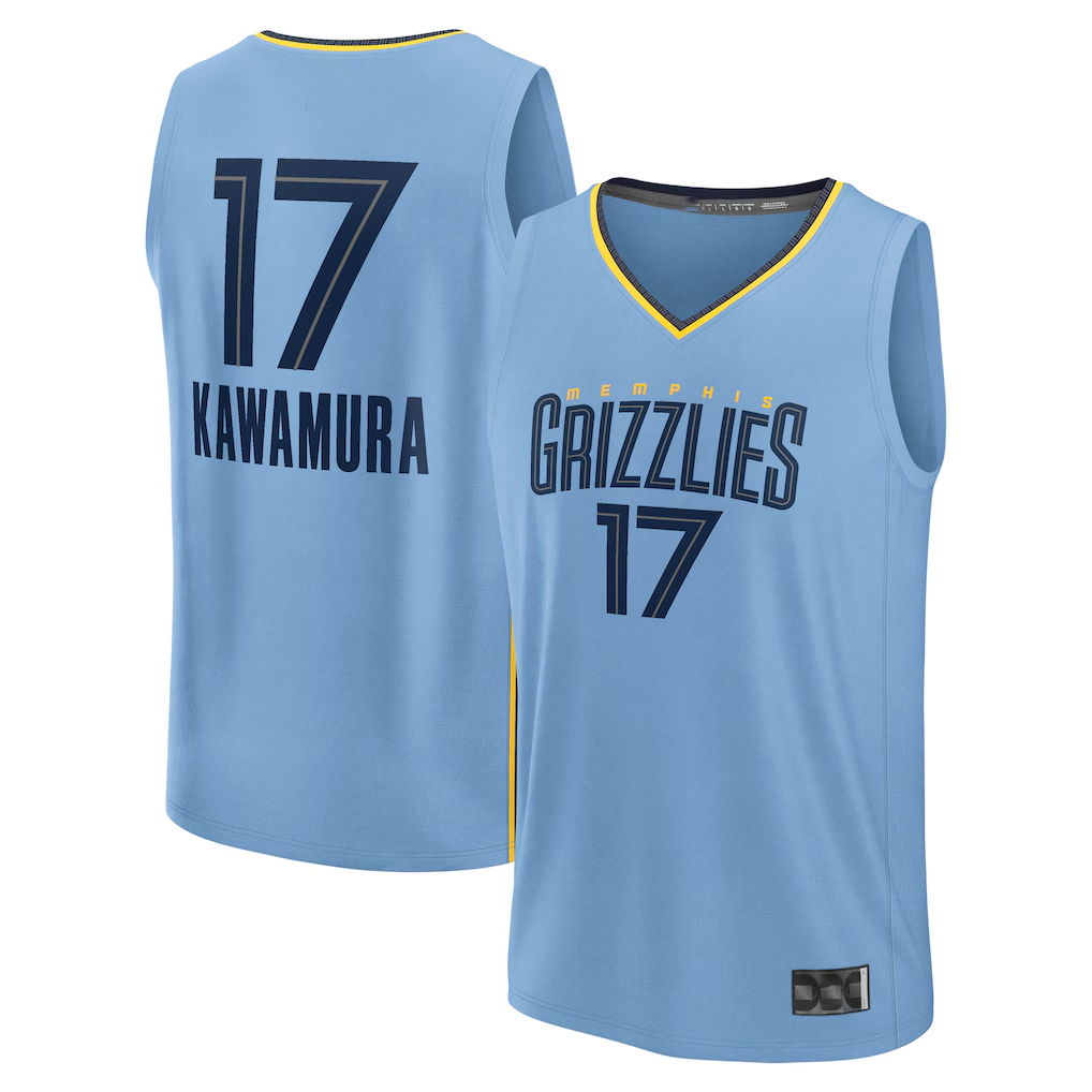 MATTH M.Grizzlies #17 Yuki Kawamura Light Blue Fast Break Replica Player Stitched Jerseys- Statement Edition