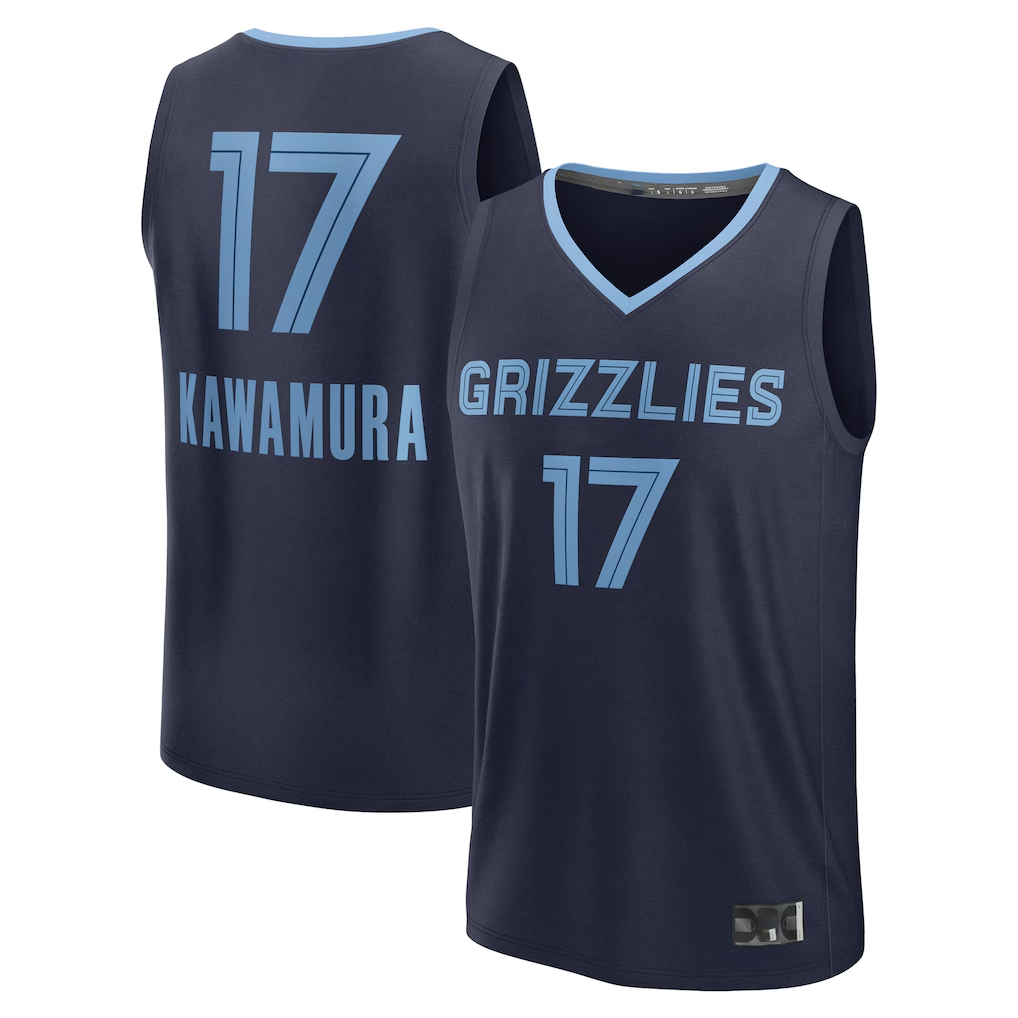 MATTH M.Grizzlies #17 Yuki Kawamura Navy Fast Break Replica Player Stitched Jerseys- Icon Edition