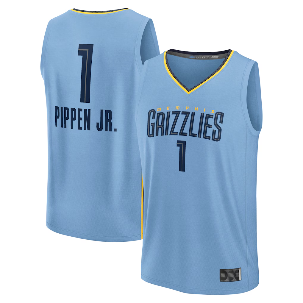 MATTH M.Grizzlies #1 Scotty Pippen Jr. Light Blue Fast Break Replica Player Stitched Jerseys- Statement Edition