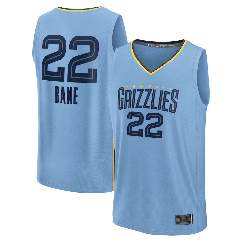 MATTH M.Grizzlies #22 Desmond Bane Light Blue Fast Break Replica Player Stitched Jerseys- Statement Edition