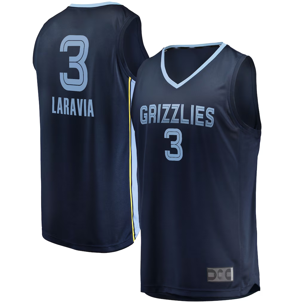 MATTH M.Grizzlies #3 Jake LaRavia Navy Fast Break Replica Player Stitched Jerseys- Icon Edition