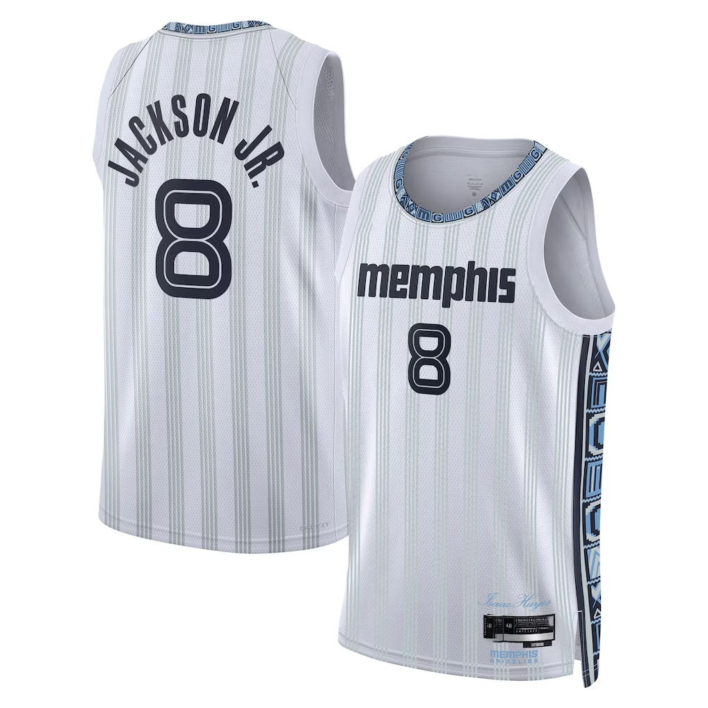 MATTH M.Grizzlies #8 Jaren Jackson Jr. White 2025-2026 Swingman Stitched Jerseys- City Edition