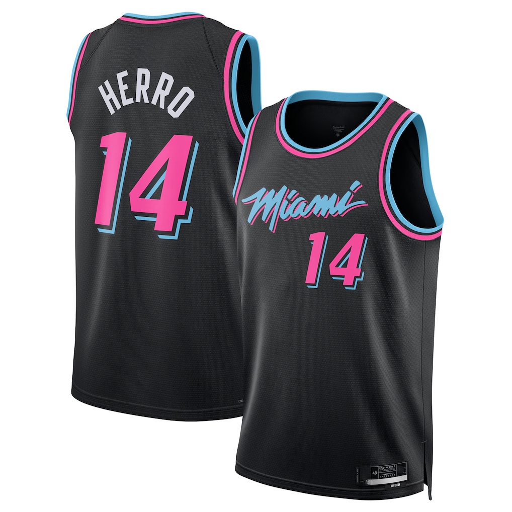MATTH M.Heat #14 Tyler Herro Black 2025-2026 Swingman Jerseys - City Edition