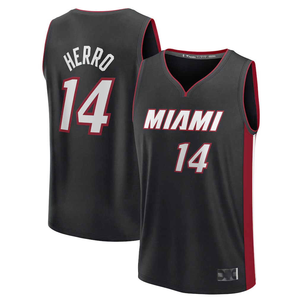 MATTH M.Heat #14 Tyler Herro Black Fast Break Replica Player Jerseys - Icon Edition