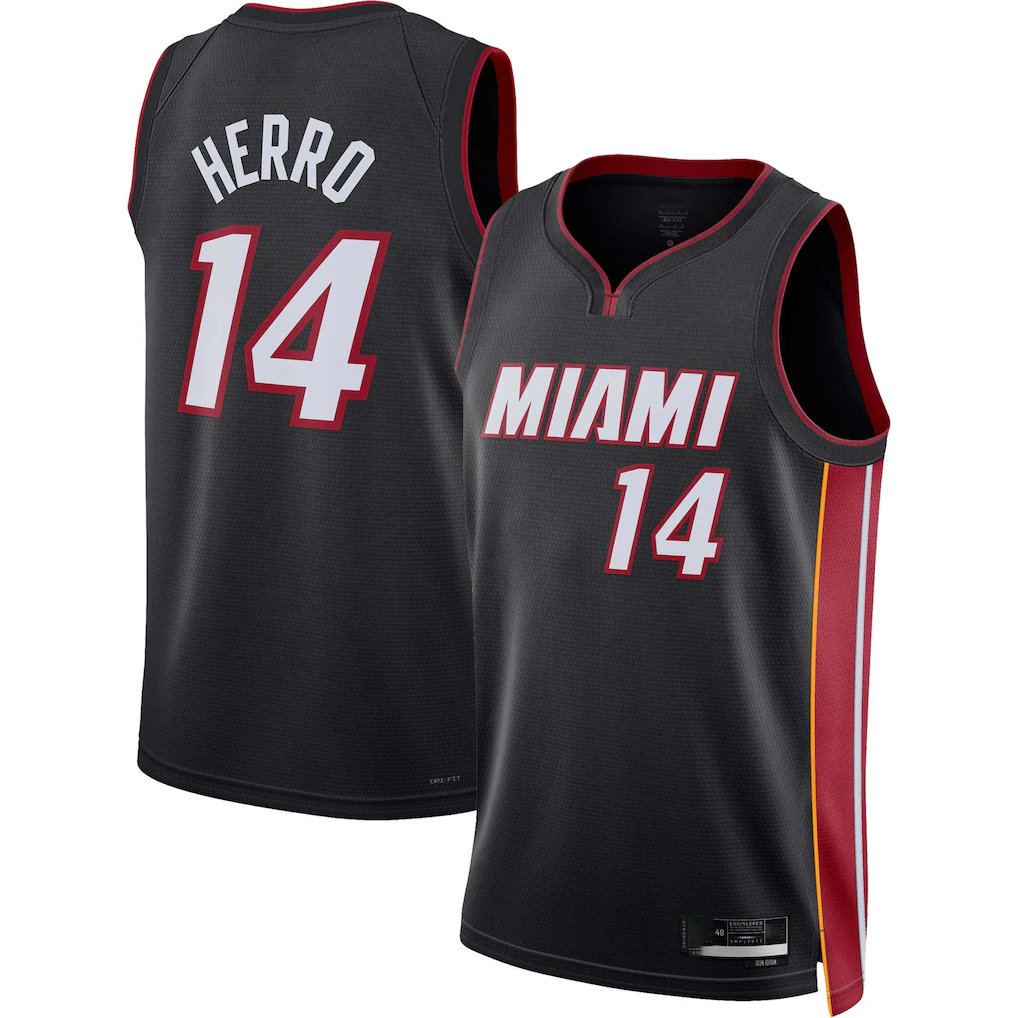 MATTH M.Heat #14 Tyler Herro Black Swingman Jerseys - Icon Edition