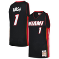 MATTH M.Heat #1 Chris Bosh Mitchell & Ness Black 2012-13 Hardwood Classics Swingman Jerseys